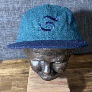Unusual Yupoong Wool Hat Cap- G Logo-Green / Blue Baseball Hat Adjustable